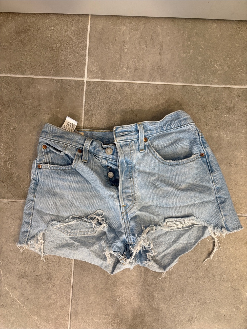 Levi's Light Blue Distressed Denim Cutoff Shorts